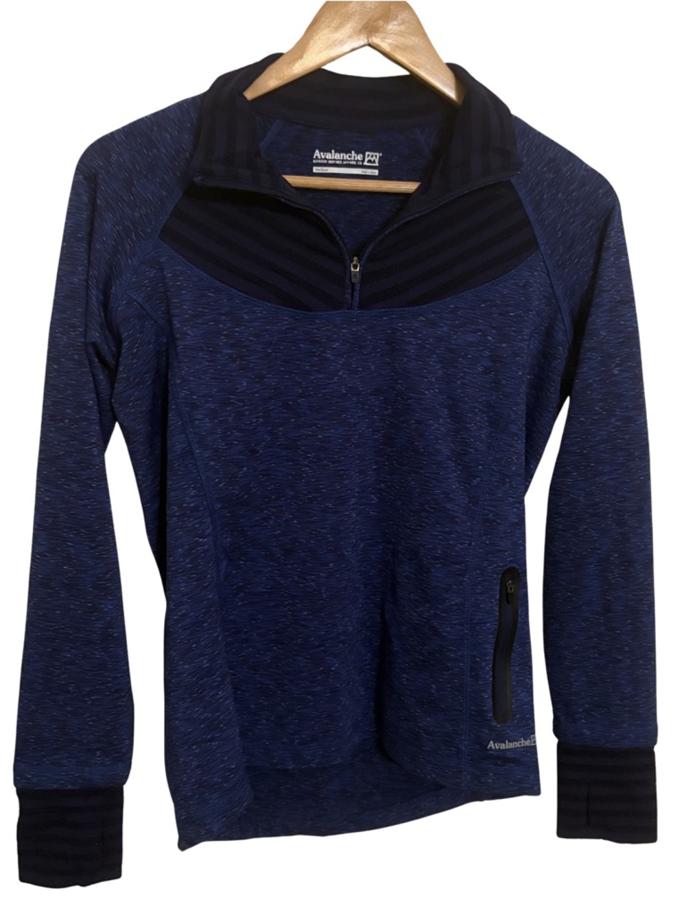 Avalanche Womens Medium‎ Quarter Zip Pullover Blue Athletic Thumbholes